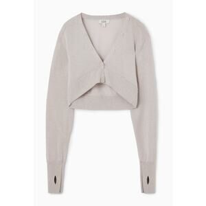 Cos Green Cropped Wool-Blend Cardigan Size S